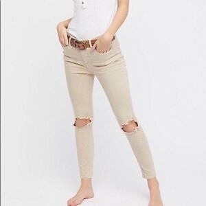 Free People Beige Skinny Jeans